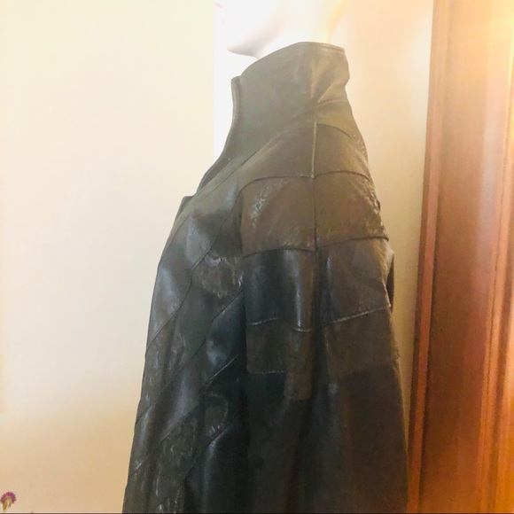 Vintage 80s leather deep green cocoon jacket - Picture 6 of 16